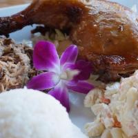 Hawaiian Combo · Hawaiian dish. Huli Huli Chicken & Kalua Pig served with White Rice & JJ's Macaroni Salad. C...