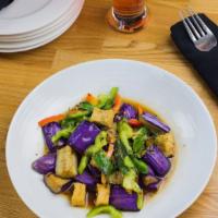 Eggplant'S Lover · Gluten free, vegetarian. Fried tofu, eggplant, basil leave, bell pepper, garlic.
