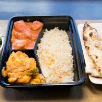 Vegan Combo · Choose any two vegan entrees of your choice, comes with rice, salad & 1/2 Roti(Vegan Bread)