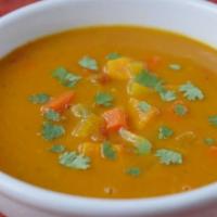 Soup Of The Day · Vegetarian. Gluten-Free. Lentil and veg soup.