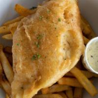 Single Fish & Chips · Grilled or Crispy. Flakey whitefish served with housemade tartar sauce and real fries.