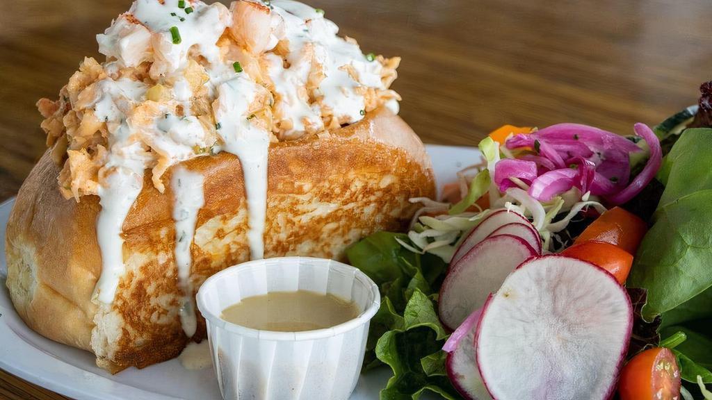 Lobster Grinder · Chilled Lobster, Shrimp, Spiced Aioli, Packed into a split-top butter roll.