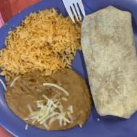 Kid'S Beans & Cheese Burrito · Includes rice, beans, and a small drink.