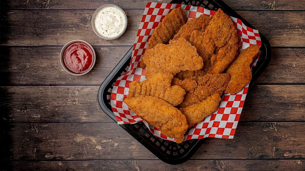 20 Strips · crispy breaded chicken tenders with your choice of sauce