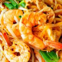 Pad Thai · Pan fried small rice noodle with egg, bean sprout, onion topped with peanut.