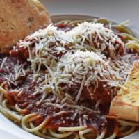 Spaghetti And Meatballs · Spaghetti with three large meatballs in our homemade marinara, served with garlic bread.