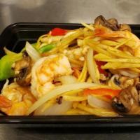 Ginger · Vegetarian. Fresh ginger with mushroom, carrots, bell peppers and onions in special brown sa...