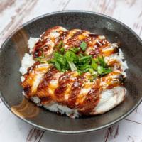 Unagi Don · grilled eel served over sushi rice with ginger and wasabi