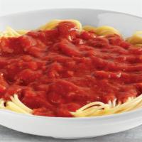 Spaghetti With Marinara · Spaghetti cooked al dente topped with marinara. sauce made with vine-ripened tomatoes, garli...