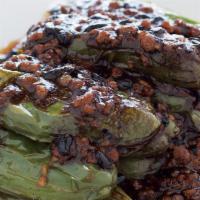 Pan-Seared Green Chili Pepper With Minced Pork Black Bean Souce · Spicy .