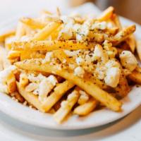 Petra Fries · French fries with Feta cheese and oregano.
