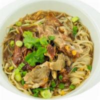 Duck Noodle Soup · Thin rice noodles with roasted duck, bean sprout green onion, cilantro in seasoned duck soup.