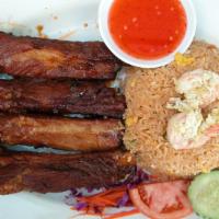 Bbq Pork Spare Ribs Combination · Served with shrimp fried rice.