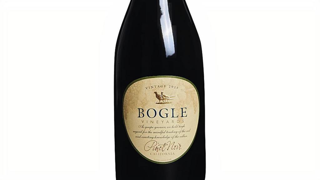Bogle Pinot Noir · California - this elegant, classic pinot noir leads with a crushed violet and sweet dried herb aroma and finishes with soft layers of cherry fruit and leather.