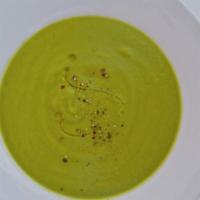 Soup Of The Day · seasonal vegan soup puree & grilled crostino, BROCCOLI & ASPARAGUS