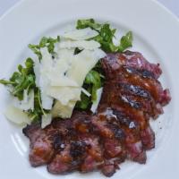 Hanger Steak Tagliata · sliced hanger steak, arugula, shaved Parmigiano Reggiano