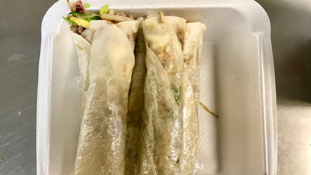 Moo Shui Pork · pictured here as wraps but ** filling, wrappers, and sauce will be packed separately **