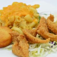 Kids Catfish Nuggets · 4 PIECES OF FRIED CATFISH NUGGETS SERVED WITH A SIDE OF FRIES!
