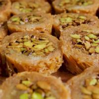 Burma · Shredded wheat dough, filled with pistachio and fried in veg. Oil with butter flavor. Drizzl...