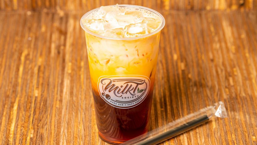 Thait · ***Boba NOT included. Must select Boba as a topping to include***
Sweet and creamy multi-spiced tea with a creamy orange color