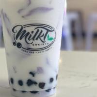 Cocotaro · Non-dairy Coconut milk topped with our house made Taro pudding and fresh honey boba