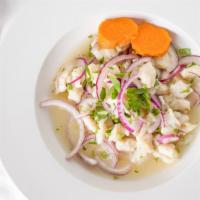 Ceviche Clasico · Fish only. Served raw or undercooked or contains contains raw or undercooked ingredients. Co...