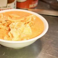 Red Curry · Medium spicy. Coconut milk soup with pumpkin and fresh basil. Chicken, pork, tofu or beef. A...