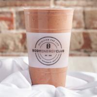 Almond Butter Dream Smoothie · Almond butter, almond milk, banana, cocoa, dates and your choice of protein 

Vegan, High Pr...