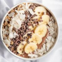 Chocobliss Bowl · Base: almond milk, avocado, maca, coconut meat, banana, arrowroot, cocoa, peanut butter

Gar...