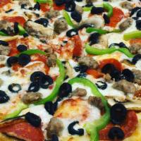 Yummy’S Special Pizza · Pepperoni, mushrooms, sausage, olive, green pepper with cheese and tomato sauce.