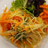 Papaya Salad (Som Tam) · Served with Thai chili, peanut and lime dressing.