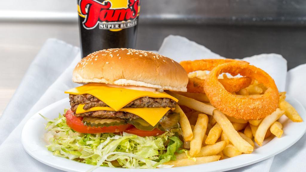Double Cheese Burger Special · Beef Patties, American Cheese, Lettuce, Tomato, Onions, Pickle & 1000 Island on Sesame Seed Buns.