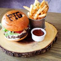 Fig Wagyu Burger · Wagyu Beef Patty, Goat Cheese, Fig Marmalade, Arugula, served on a Brioche Bun. Served with ...