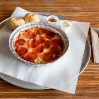 Baked 3 Meats Pasta · Bowtie pasta, meat sauce, pepperoni, and sausage baked with mozzarella and ricotta.  Served ...