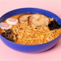 Satsuma Ramen · Thick noodles with 2 slices of chashu pork and bean sprouts garnished with green onions and ...