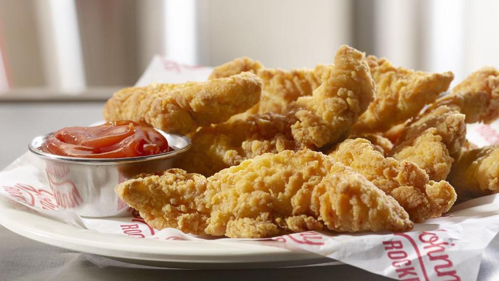 Chicken Tenders · Clucking great! Our lightly breaded crispy chicken tenders are served with your choice of dipping sauce.