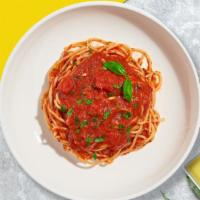 The Marinara Method Pasta (Spaghetti) · Fresh basil leaves, garlic, and grated parmesan cooked with spaghetti.