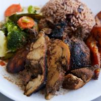 Tony'S Famous Jerk Chicken · Chicken marinated in a spicy sattdown jerk marinade then baked for a flavor locked interior....