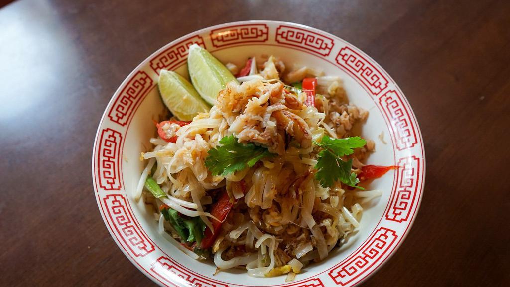 Spicy Crab Noodle · Spicy. Rice noodles with egg, red jalapeño, bean sprouts, chives, garlic and black pepper!