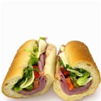 Hot Lucky 7 Beef And Chicken Jambon Sandwich · Beef and chicken jambon, grilled mushrooms and bell peppers, lettuce, tomatoes, your choice ...