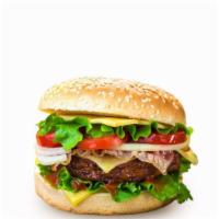 Hamburger · 100% beef patty, lettuce, tomato, pickles, onion, and our special Thousand Island sauce. Ser...