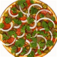 Medium Mexican Style Pizza · Made with homemade tomato sauce, mozzarella cheese, chorizo, pepperoni, onions, jalapeño, me...