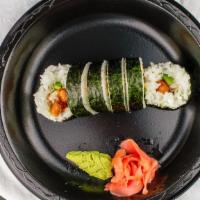  Spicy Shrimp Roll · Shrimp, spicy imitation crab meat, cucumber, avocado topped with seaweed flake, Masago (fish...