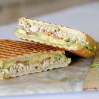 Chicken Pesto · Pesto aioli, chopped chicken, provolone cheese, avocado, tomato