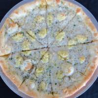 Vegan White Pizza (X-Large) · Garlic and Oil Base, Black Pepper, Vegan Mozzarella, Almond Ricotta, Vegan Romano Cheese