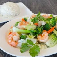 Stir-Fry Rice Plate- Cơm Rau Xào · Cauliflower, Broccoli, Carrot, and Snow Peas
