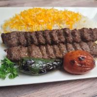 #1 Beef Lule Kebab Plate · Seasoned mix of ground meat/lamb grilled on open flame.
Comes with grilled tomato, spicy pep...