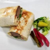 Beef Kabob · Beef kabob sandwich comes on your choice of bread with hummus, parsley/onion, lettuce,tomato...