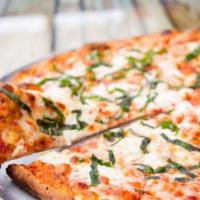 Four Cheese Large (16” - 12 Slices) · Red sauce, mozzarella, fontina, goat cheese, parmesan, tomatoes, basil, oregano.