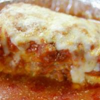 Lasagna · Served with a personal garden salad and garlic bread.
Comes with house meat sauce (contains ...